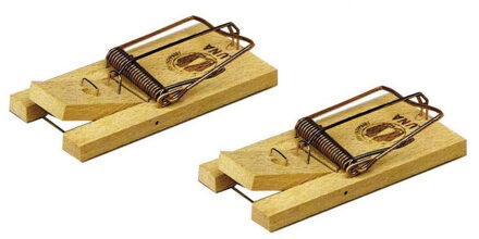 hendrik jan Muizenval / muizenklem - 2x stuks - hout - 10 cm