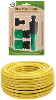 hendrik jan Tuinslang 15 meter - gewapend/anti knik - 13mm - met koppelstukken/spuitstuk set