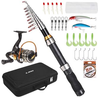 Hengel En Reel Combo Telescopische Hengel Pole Spinning Reel Set Vislijn Lokt Haken Vat Wartels Pakket Kit