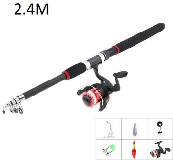 Hengel En Spinning Reel Telescopische Spinning Hengel En Reel Combo Volledige Kit Vistuig Pole Set 2.4m