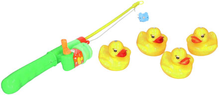 Hengelspel/eendjes vangen - groen/geel - kermis spel - voor kinderen - bad eendjes - bad speelgoed