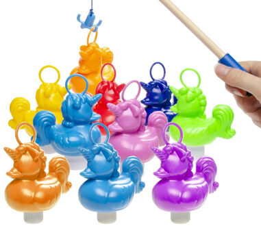 Hengelspel / eendjes vangen kermis spel - voor kinderen - met 10 eendjes - en 2 hengels