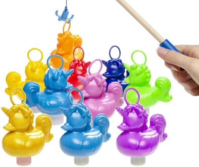 Hengelspel / eendjes vangen kermis spel - voor kinderen - met 10 eendjes - en 2 hengels