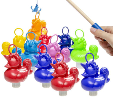 Hengelspel / eendjes vangen kermis spel - voor kinderen - met 11x eendjes - en 2 hengels