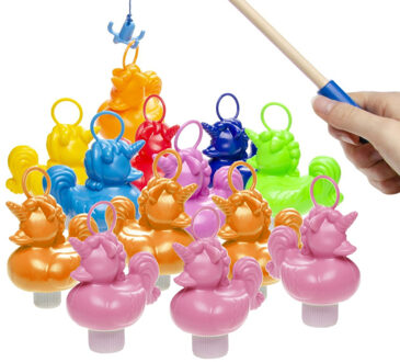 Hengelspel / eendjes vangen kermis spel - voor kinderen - met 13x eendjes - en 2 hengels