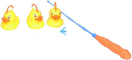 Hengelspel/eendjes vangen - oranje/blauw - kermis spel - voor kinderen - bad eendjes - bad speelgoed