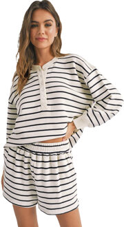 Henley Stripe Lounge Set Wit