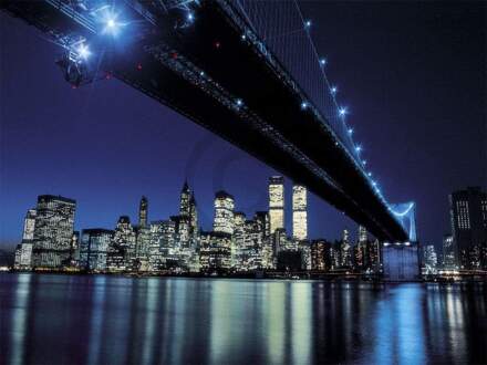 Henri Silberman - Brooklyn Bridge At Night Kunstdruk 80x60cm