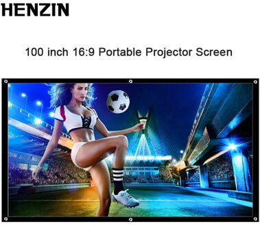 HENZIN Draagbare 100 inch Wandmontage Projector Scherm HD 16:9 Polyester Opvouwbare Projectiescherm Voor Home Outdoor Cinema