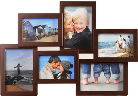 Henzo Fotolijst - Holiday Gallery - Collagelijst Voor 6 Foto's - Fotomaat 10x15 Cm - Donkerbruin