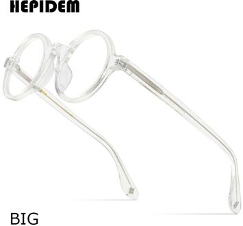HEPIDEM Acetaat Optische Brilmontuur Mannen Retro Vintage Ronde Recept Brillen Nerd Vrouwen Spektakel Bijziendheid Brillen Zolman doorzichtig groot 44MM