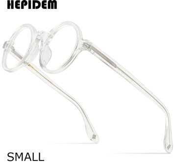 HEPIDEM Acetaat Optische Brilmontuur Mannen Retro Vintage Ronde Recept Brillen Nerd Vrouwen Spektakel Bijziendheid Brillen Zolman doorzichtig klein 42MM