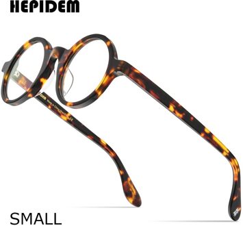 HEPIDEM Acetaat Optische Brilmontuur Mannen Retro Vintage Ronde Recept Brillen Nerd Vrouwen Spektakel Bijziendheid Brillen Zolman luipaard klein 42MM