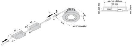 Hera Inbouwspot Eco SR 68 chroom mat 3.000 K Ø 8,5 cm aluminium mat chroom