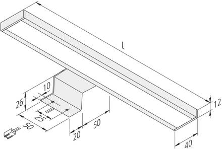 Hera LED kastlamp Lugano 3.000K, 60 cm alu-geëloxeerd