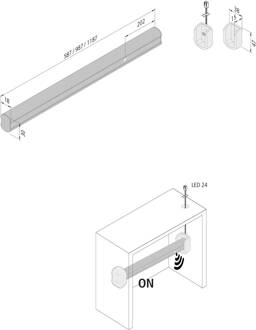 Hera LED-kledingstanglamp met sensor, 100cm mat chroom