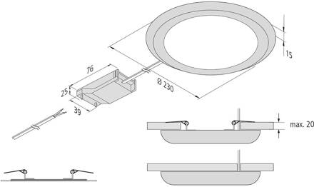 Hera LED lamp FR 65/205 aan-/inbouw, chroom mat, 2.700K mat chroom