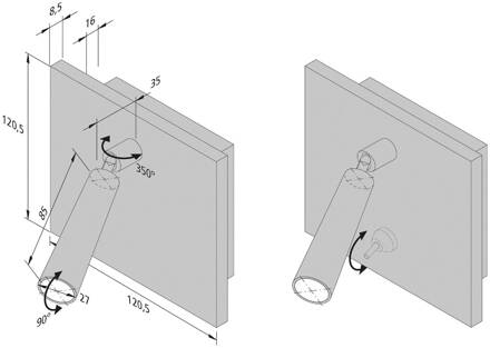 Hera LED leeslamp BL1-LED, inbouw, schakelaar, zwart