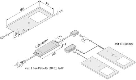 Hera LED meubelverlichting Eco-Pad F 2x-set 3.000K alu aluminium
