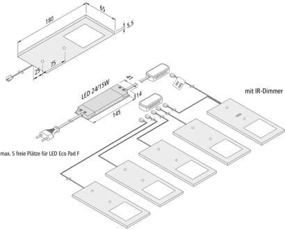 Hera LED meubelverlichting Eco-Pad F 5x-set 4.000K alu aluminium