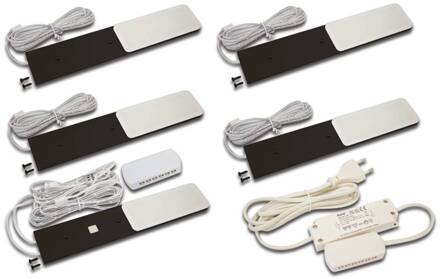 Hera LED meubelverlichting S-Pad F set van 5 zwart 3.000 K dimmer