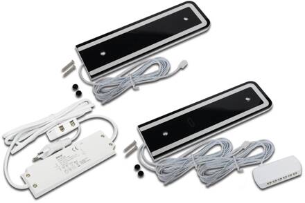 Hera LED meubelverlichting U-Pad F, set van 2 3.000K zwart Sensor