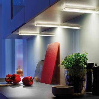 Hera set van 3 LED meubelverlichting, warmwit aluminium, gesatineerd