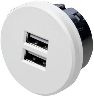 Hera USB-dubbele stekkerdoos, rond, wit