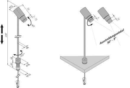 Hera Zoom LED spot, geanodiseerd aluminium, 4.000 K, 1 W 350 mA