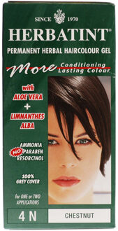 Herbatint 4N Kastanje – 100% biologische, permanente vegan haarkleuring – Met 8 plantenextracten– 150 ml
