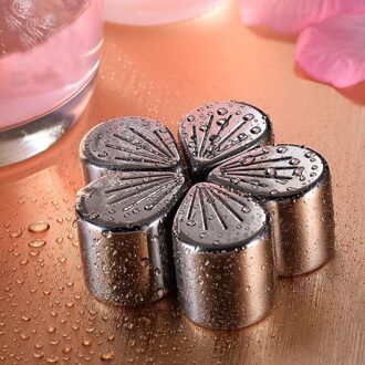 Herbruikbare 18/10 Rvs Bloem Ijsblokjes 5 stks/set Whisky Whisky Stenen Bier Wijn Chillers Chilling Rocks Cooler