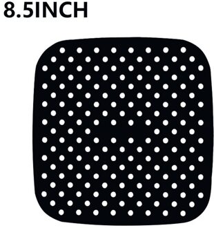 Herbruikbare 1Pc Air Friteuse Vierkante Bakken Pads Food Grade Siliconen Vierkante Bakken Tools Siliconen Olie Matten Broodje Cake Gegrilde schotel plein zwart-8.5duim
