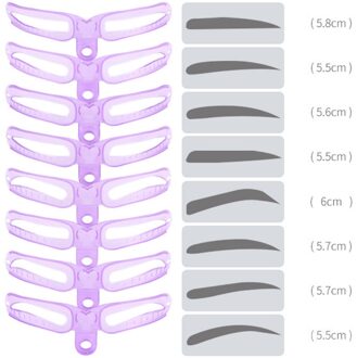 Herbruikbare 8 In1 Helper Wenkbrauw Stencils Kit Grooming Kaart Wenkbrauw Definiëren Grooming Shaping Evenwichtige Wenkbrauw Template Make Gereedschap