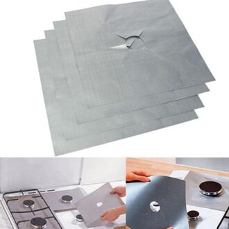 Herbruikbare Aluminiumfolie 4 stks/partij Gasfornuis Protectors Cover/Liner Herbruikbare Non-Stick Siliconen Vaatwasmachinebestendig