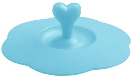 Herbruikbare Anti-stof Water Koffie Mok Deksel Hart Handvat Glas Cup Cover Veilig Siliconen Deksels Cap Voor Thuis Pannen kommen Kopjes Container blauw