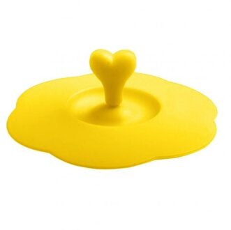 Herbruikbare Anti-stof Water Koffie Mok Deksel Hart Handvat Glas Cup Cover Veilig Siliconen Deksels Cap Voor Thuis Pannen kommen Kopjes Container geel