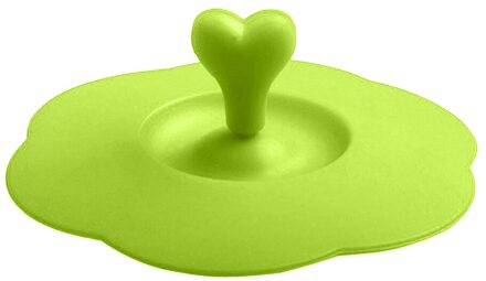 Herbruikbare Anti-stof Water Koffie Mok Deksel Hart Handvat Glas Cup Cover Veilig Siliconen Deksels Cap Voor Thuis Pannen kommen Kopjes Container groen