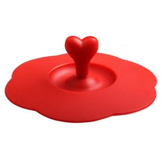 Herbruikbare Anti-stof Water Koffie Mok Deksel Hart Handvat Glas Cup Cover Veilig Siliconen Deksels Cap Voor Thuis Pannen kommen Kopjes Container rood