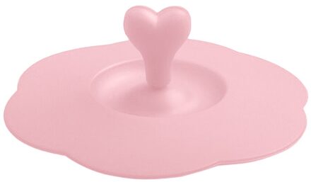 Herbruikbare Anti-stof Water Koffie Mok Deksel Hart Handvat Glas Cup Cover Veilig Siliconen Deksels Cap Voor Thuis Pannen kommen Kopjes Container roze