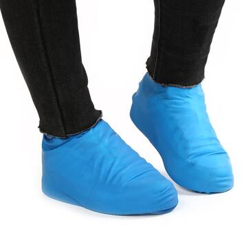 Herbruikbare Antislip Regen Schoenen Covers Waterdichte Siliconen Schoen Cover Outdoor Camping Schoenen Accessoires Elastische Makkelijk Schoon Blauw / S