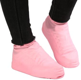 Herbruikbare Antislip Regen Schoenen Covers Waterdichte Siliconen Schoen Cover Outdoor Camping Schoenen Accessoires Elastische Makkelijk Schoon Roze / L