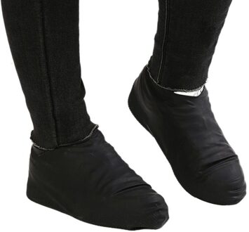 Herbruikbare Antislip Regen Schoenen Covers Waterdichte Siliconen Schoen Cover Outdoor Camping Schoenen Accessoires Elastische Makkelijk Schoon zwart / L
