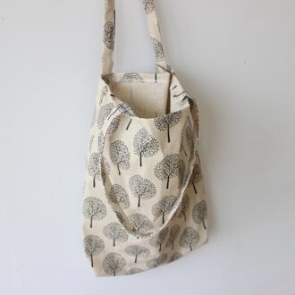 Herbruikbare Boodschappentas Eco Vrouwen Handtas Opvouwbare Strandtas Dagelijks Gebruik Schoudertas Bloem Print Casual Canvas Tote Satchel #137 bruin