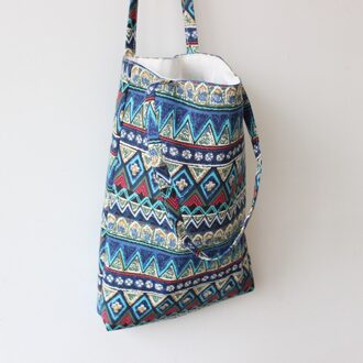 Herbruikbare Boodschappentas Eco Vrouwen Handtas Opvouwbare Strandtas Dagelijks Gebruik Schoudertas Bloem Print Casual Canvas Tote Satchel #137 lucht blauw