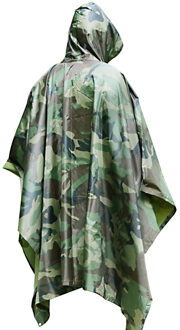 Herbruikbare camouflage regenponcho's voor volwassenen one size Groen