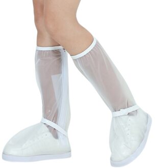 Herbruikbare Fietsen Waterdichte Regen/Sneeuw Schoenen Cover ippered Non-slip Overschoenen voor Mannen Vrouwen S-XXXL wit-S