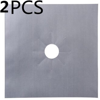 Herbruikbare Folie Cover Gasfornuis Protector Non-stick Kookplaat Brander Folie Mat Pad Schoon Liner Keuken Gadgets En Accessoires 2stk zilver