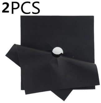 Herbruikbare Folie Cover Gasfornuis Protector Non-stick Kookplaat Brander Folie Mat Pad Schoon Liner Keuken Gadgets En Accessoires 2stk zwart