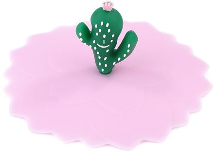 Herbruikbare Hittebestendige Verzegelde Kopjes Deksel Lichtgewicht En Delicate Cartoon Stofdicht Siliconen Cup Cover Cap Voedsel Wrap Cover cactus