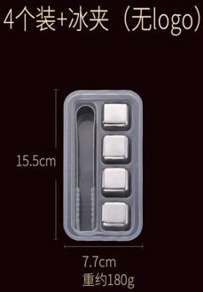 Herbruikbare Ice Creatieve Metalen Bevroren Ijs Steen Rvs Wijn Whisky Steen Verdikking Huishouden Bar Party Graan Van Ijsblokjes 4 stk met Clamp